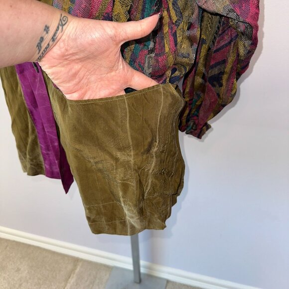 Vtg 90s Jila Boulder Colorado Colorful Art To Wear Lagenlook Jacket Rayon Large - Picture 5 of 6